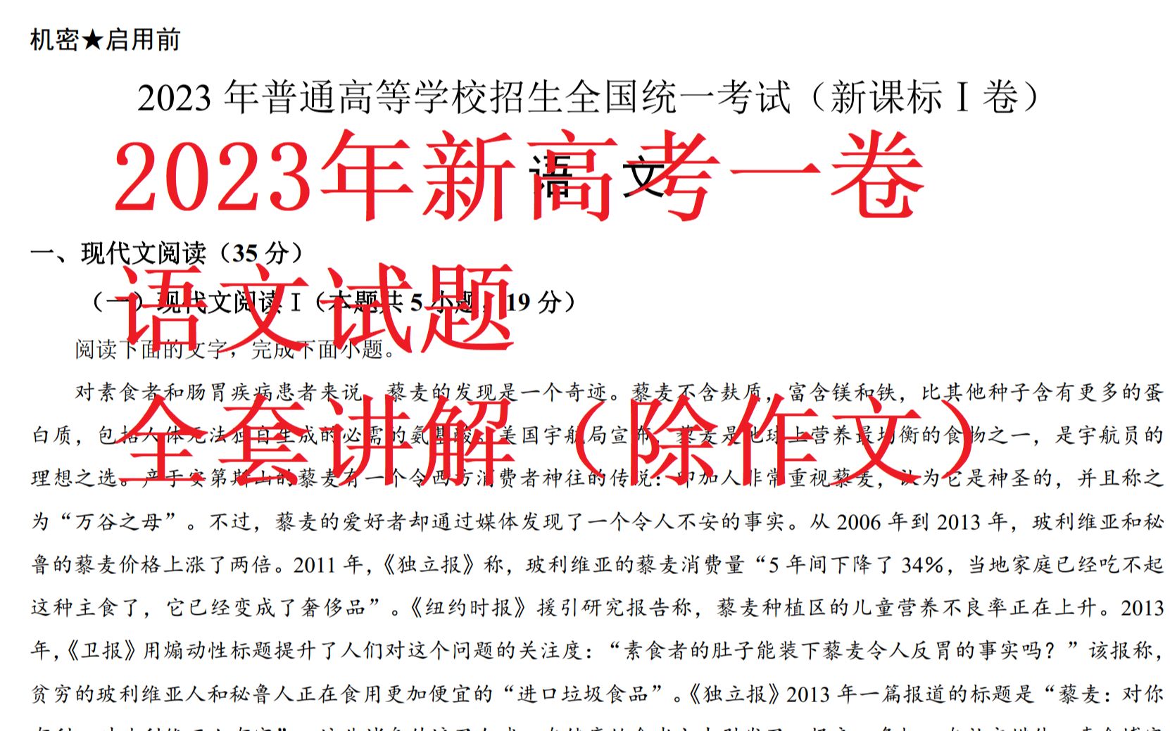 【2023年新高考一卷语文试题】准大二学生讲解全套试题哔哩哔哩bilibili