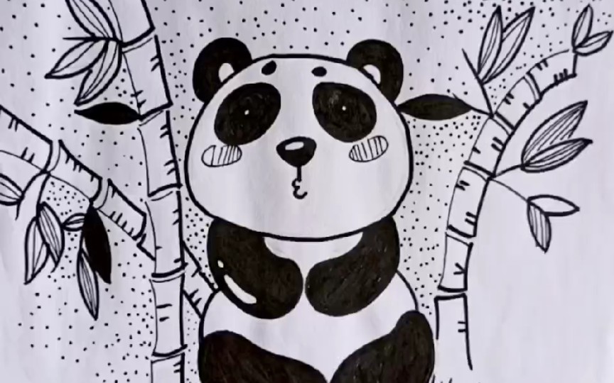 熊猫国宝72可爱萌萌哒72手绘线描