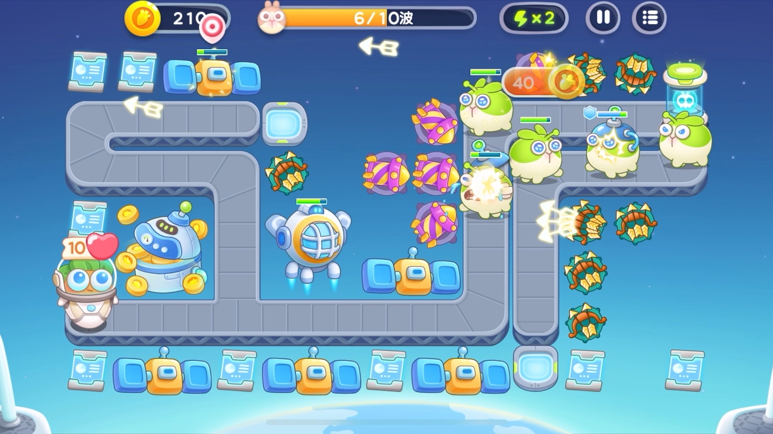 保卫萝卜4太空穿越24关无损金萝卜攻略