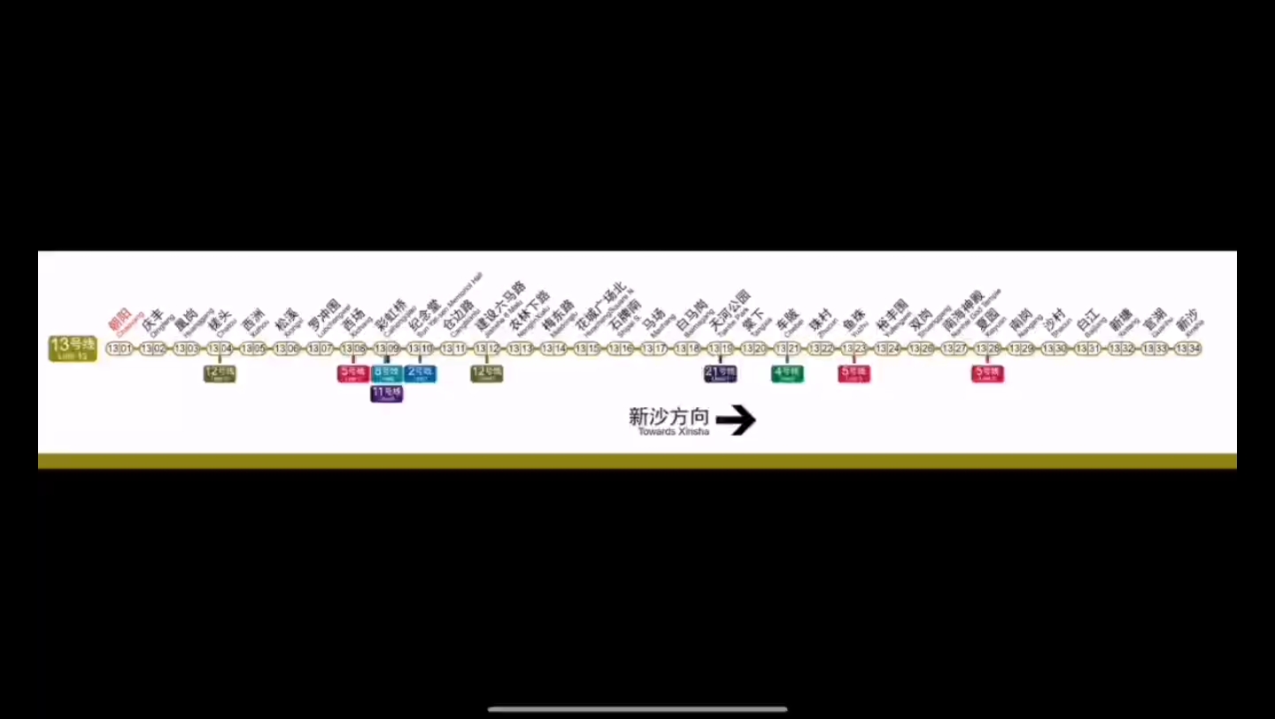广州地铁13号线(朝阳~新沙)线路图
