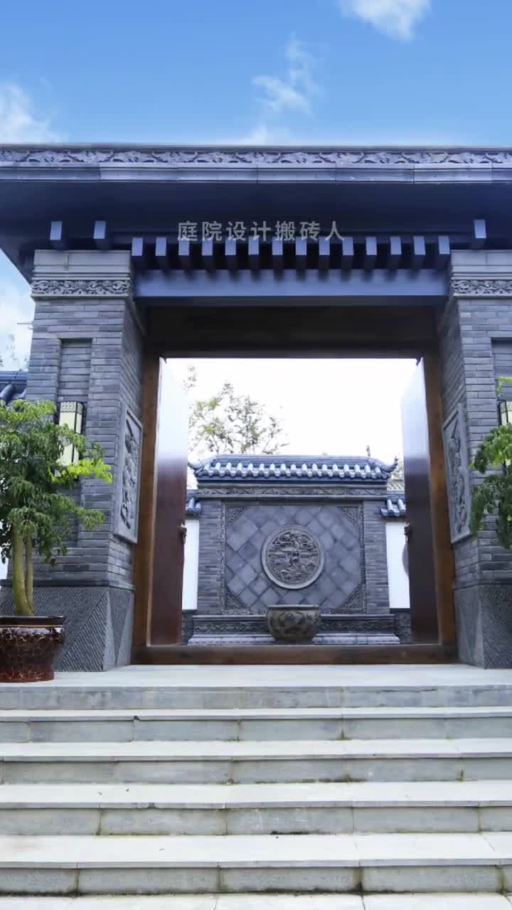 中式别墅门楼砖雕影壁墙