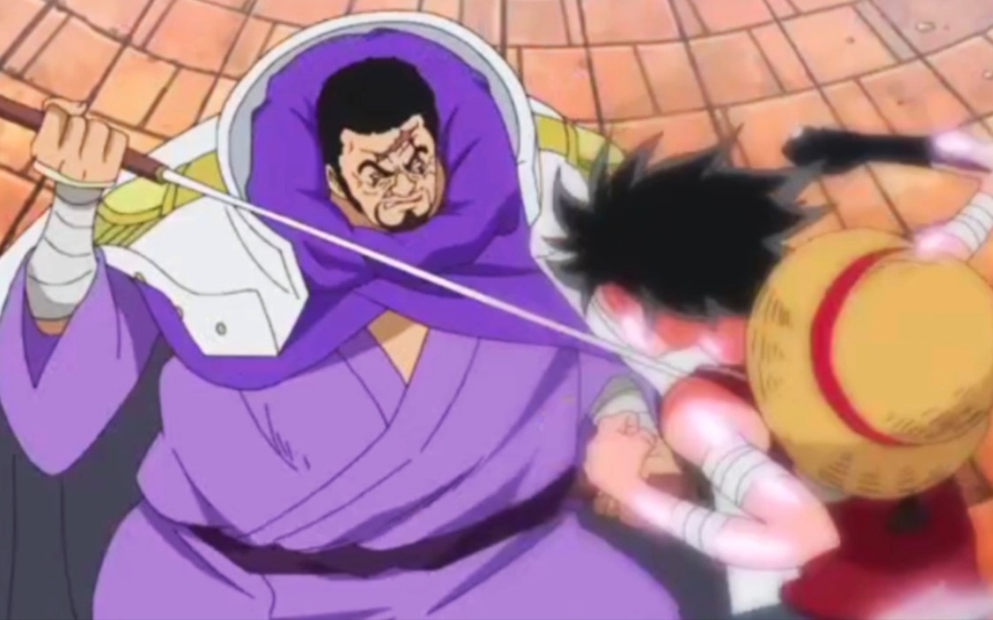 去掉多余对话,路飞vs海军大将藤虎!重力刀猛虎的压迫感!