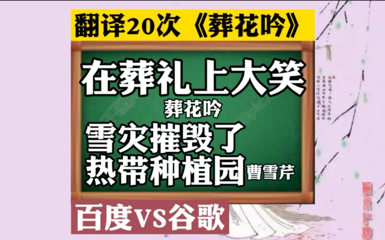 百度谷歌翻译20次红楼梦《葬花吟》细思极恐 荒诞中透露着悲伤?!哔哩哔哩bilibili