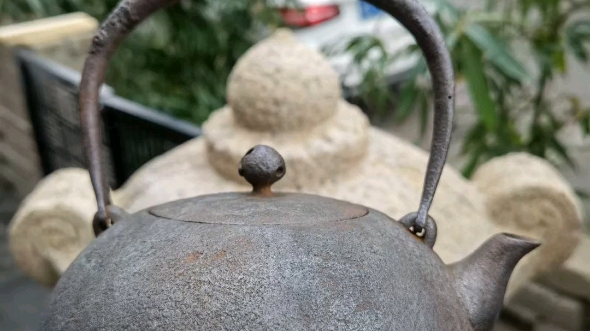 【有坂造】柚肌地紋丸形鉄瓶・古鐡瓶・鐵瓶・鐵壺, 已经打理好
