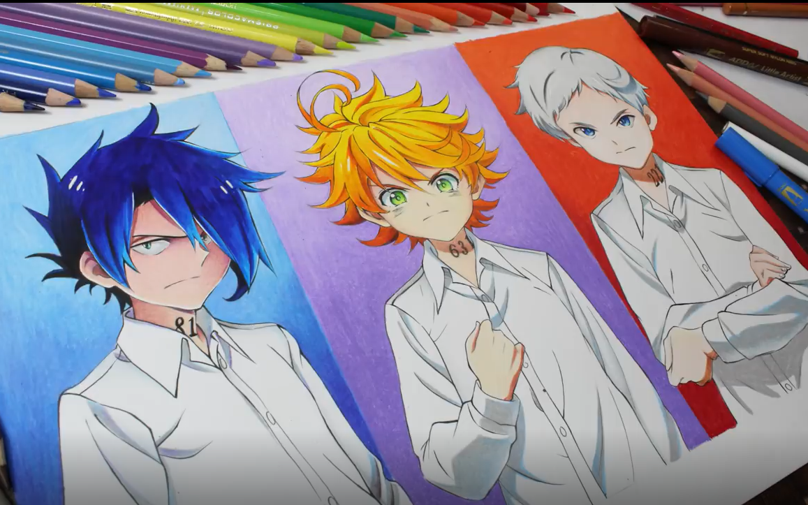 【约定的梦幻岛】手绘 世界最好的三个人 彩铅 马克笔_哔哩哔哩 (゜