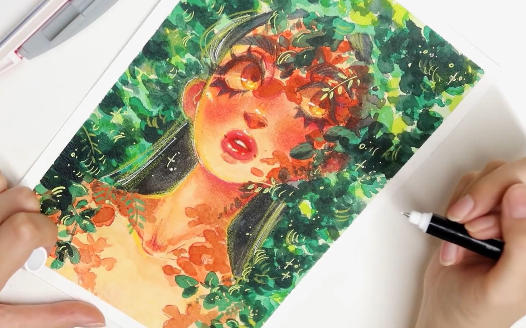 sunny day水彩绘画过程 很干净的上色 |milkywaes