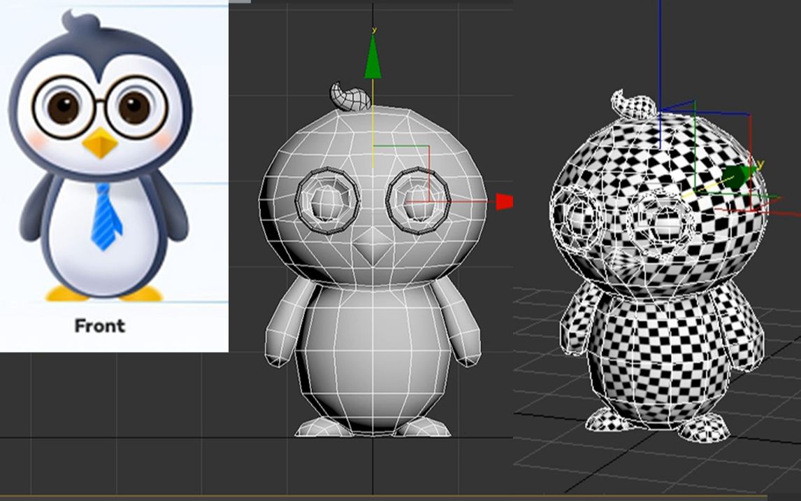 【3dmax】3d动物"企鹅"基础模型制作,3dmax零基础布线