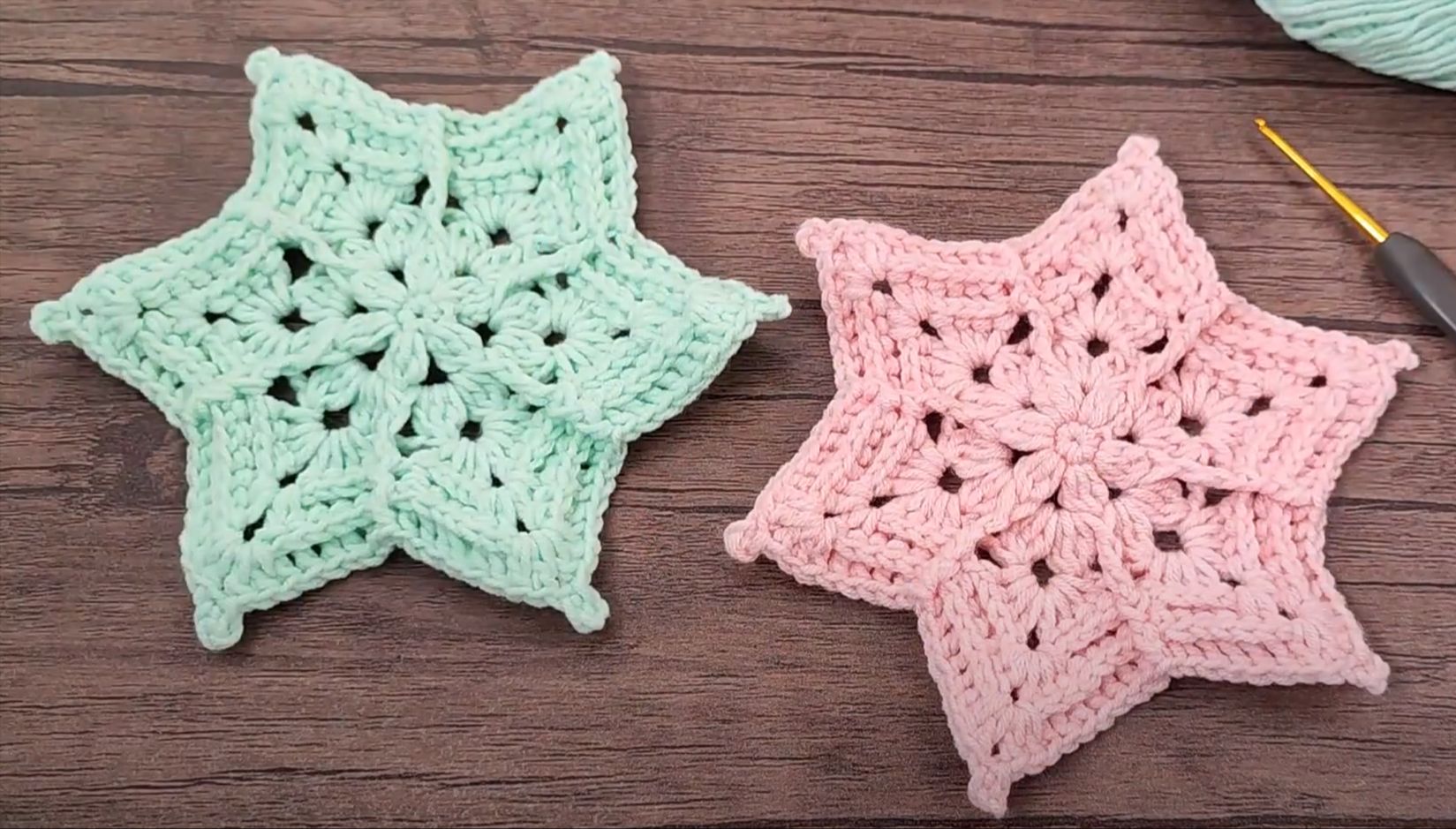 匠心独运的钩针小花片,六星花片编织教程,可拼接成各种作品