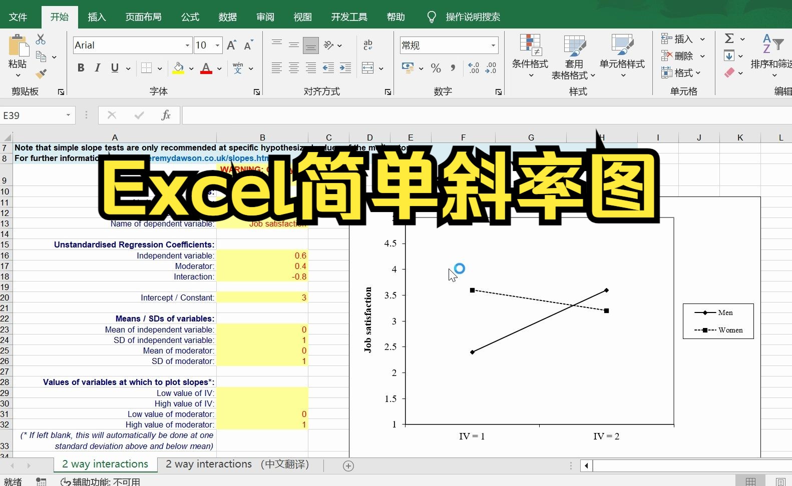 【小白学统计】调节效应Excel简单斜率图绘制,Excel和统计软件简单斜率图绘制哔哩哔哩bilibili