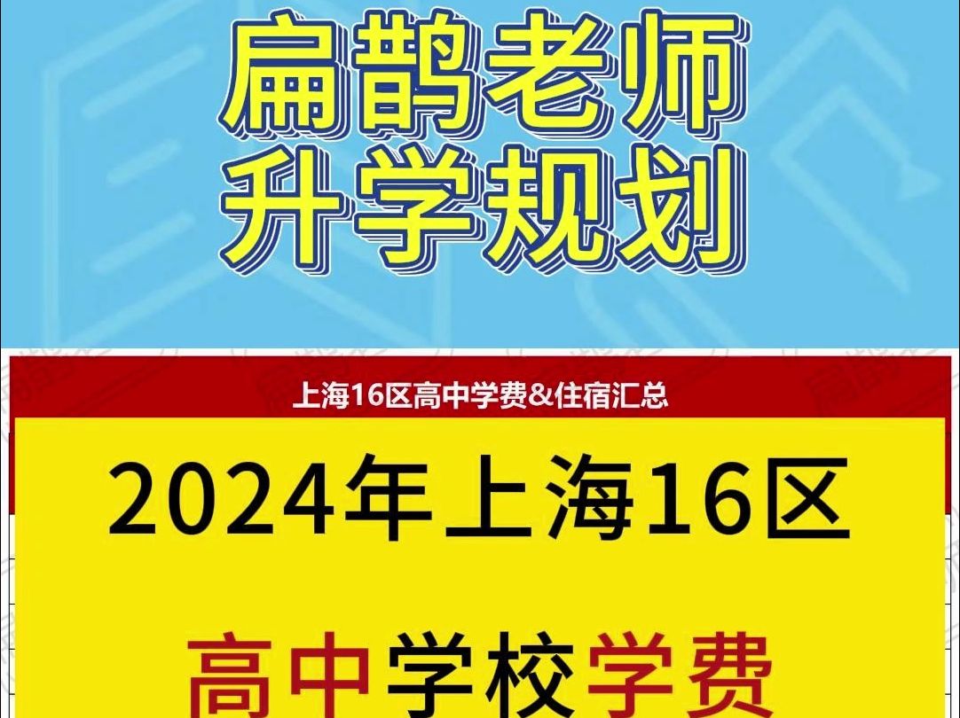 上海16区高中学费&住宿汇总哔哩哔哩bilibili