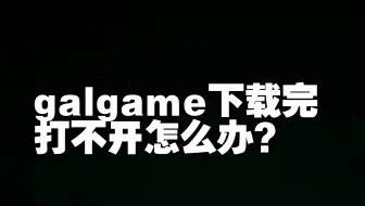 【教程】galgame下载完打不开怎么办