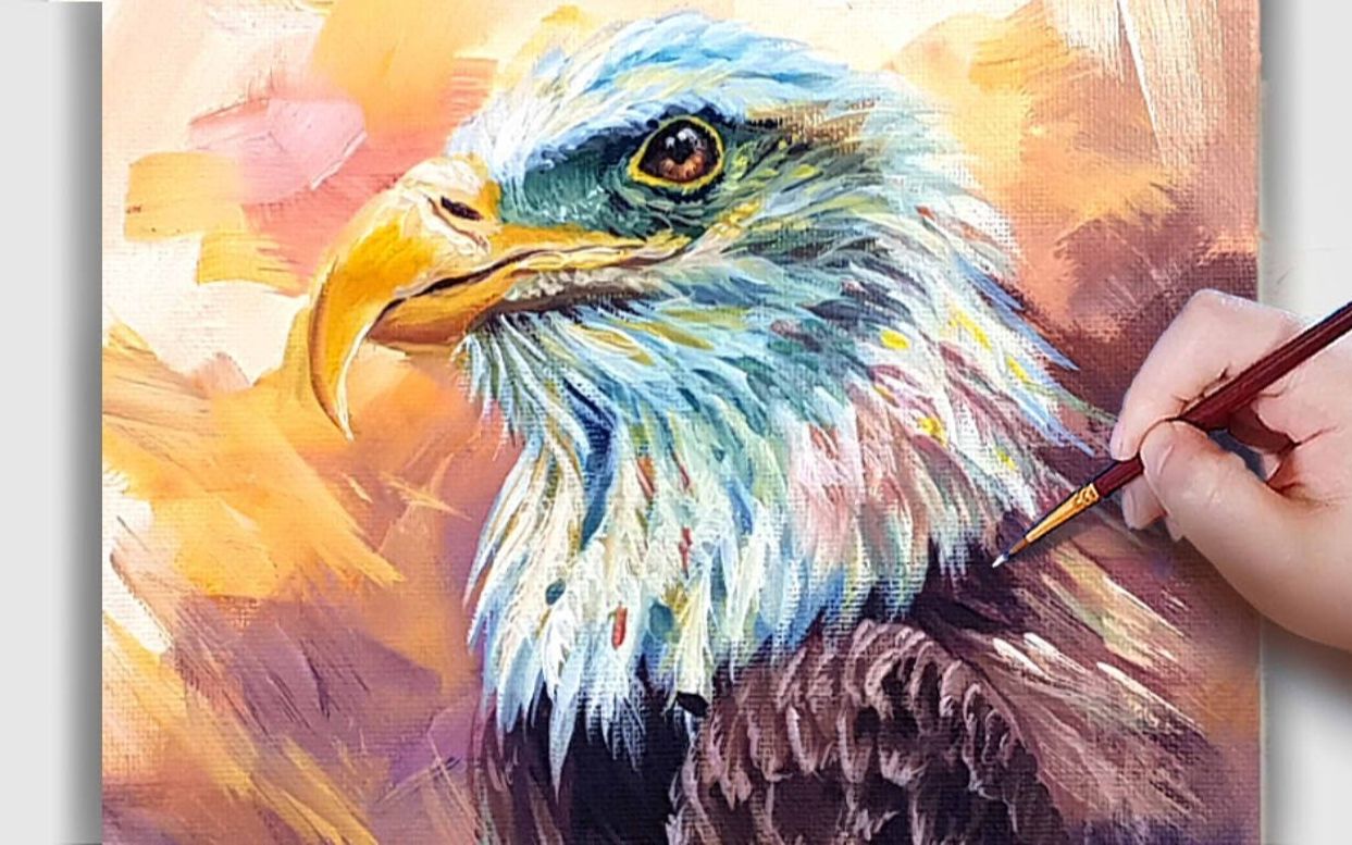 【丙烯画】【绘画教程】老鹰How to paint Eagle Gouache Acrylic painting哔哩哔哩bilibili