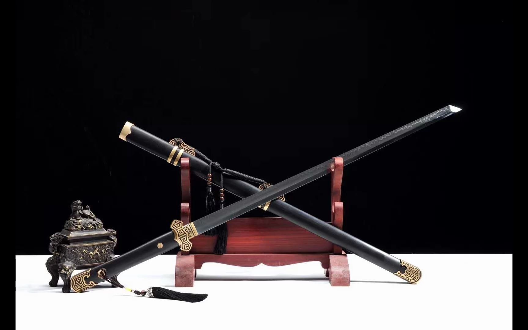 乌木断魂唐刀纯铜装具t10钢材烧刃硬度超高