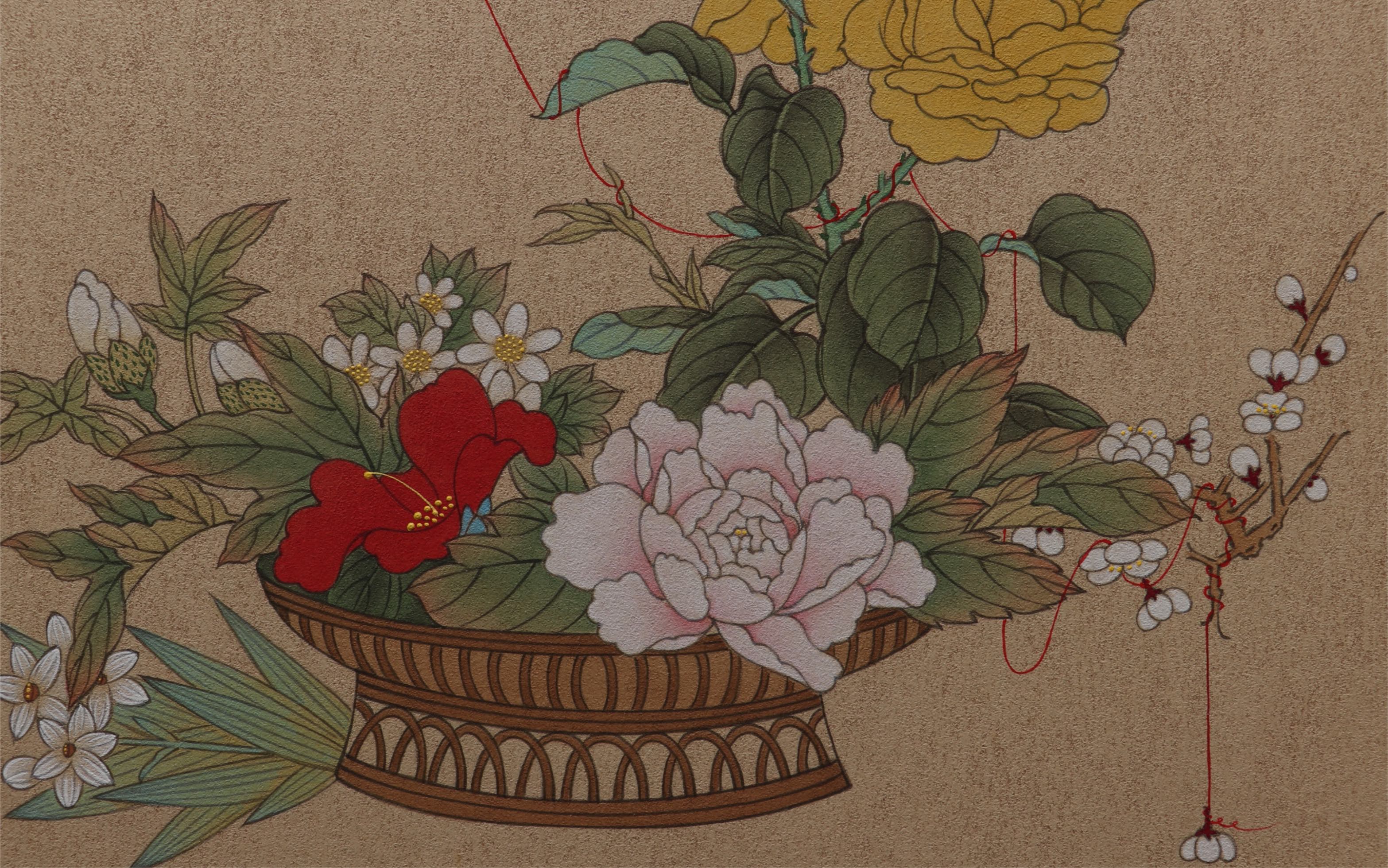 【国画】工笔花篮(下)_哔哩哔哩_bilibili