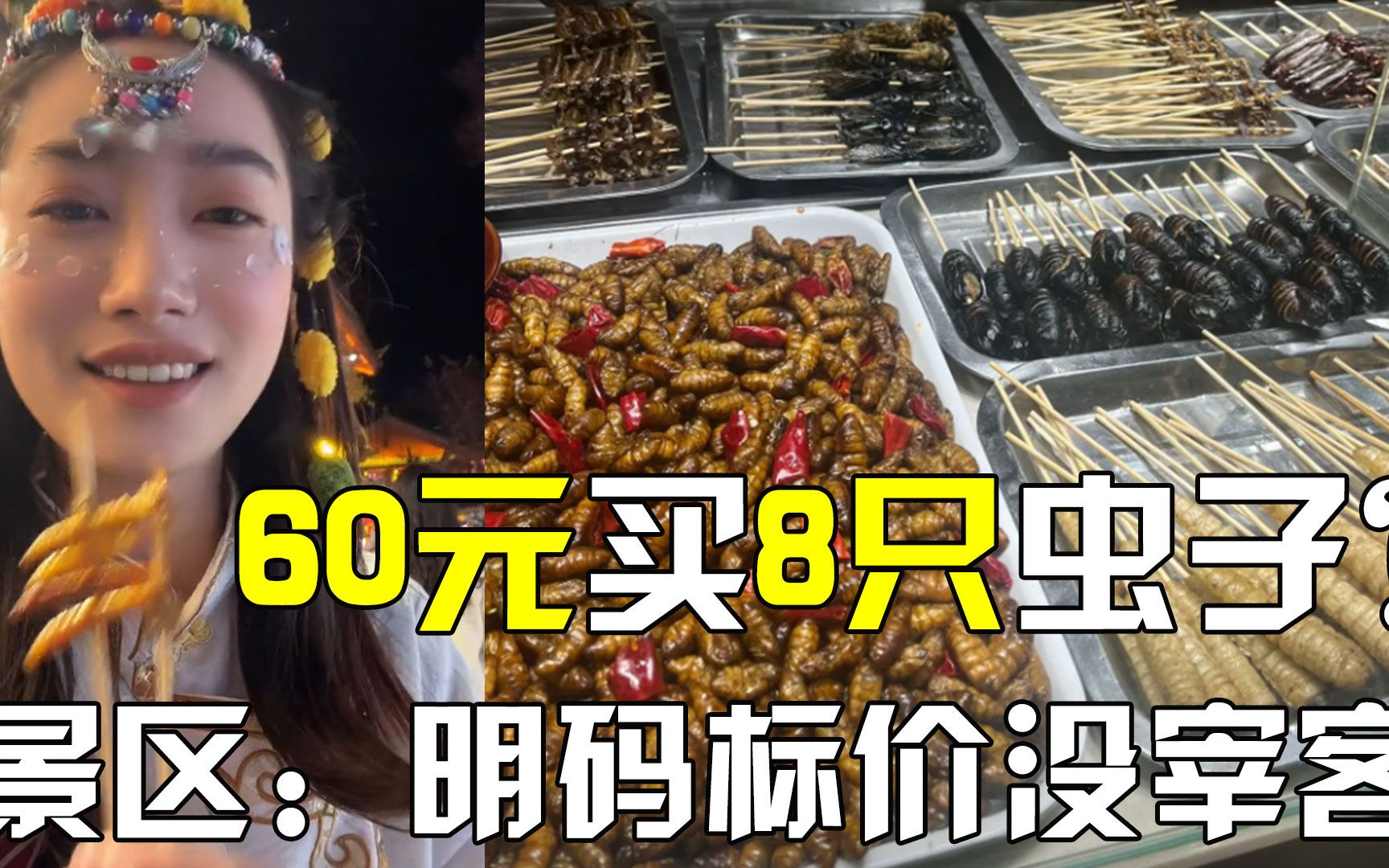 女网红买8只虫子花60元,怒斥丽江烧烤店宰客,景区回应令人愤怒哔哩哔哩bilibili