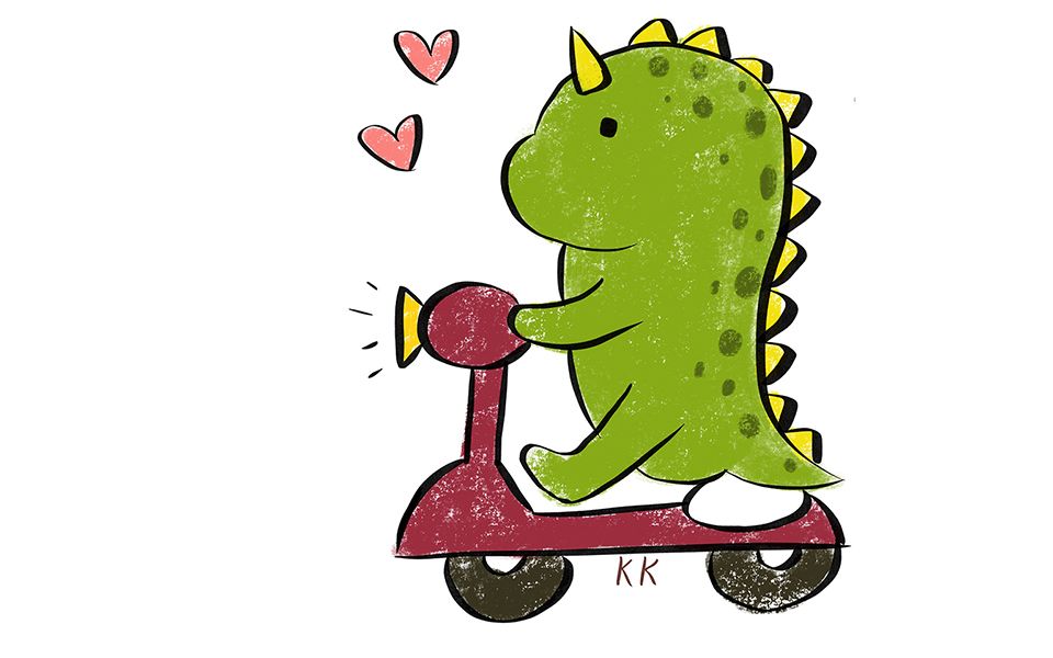 我是一只小恐龙,骑着我心爱的滑板车
