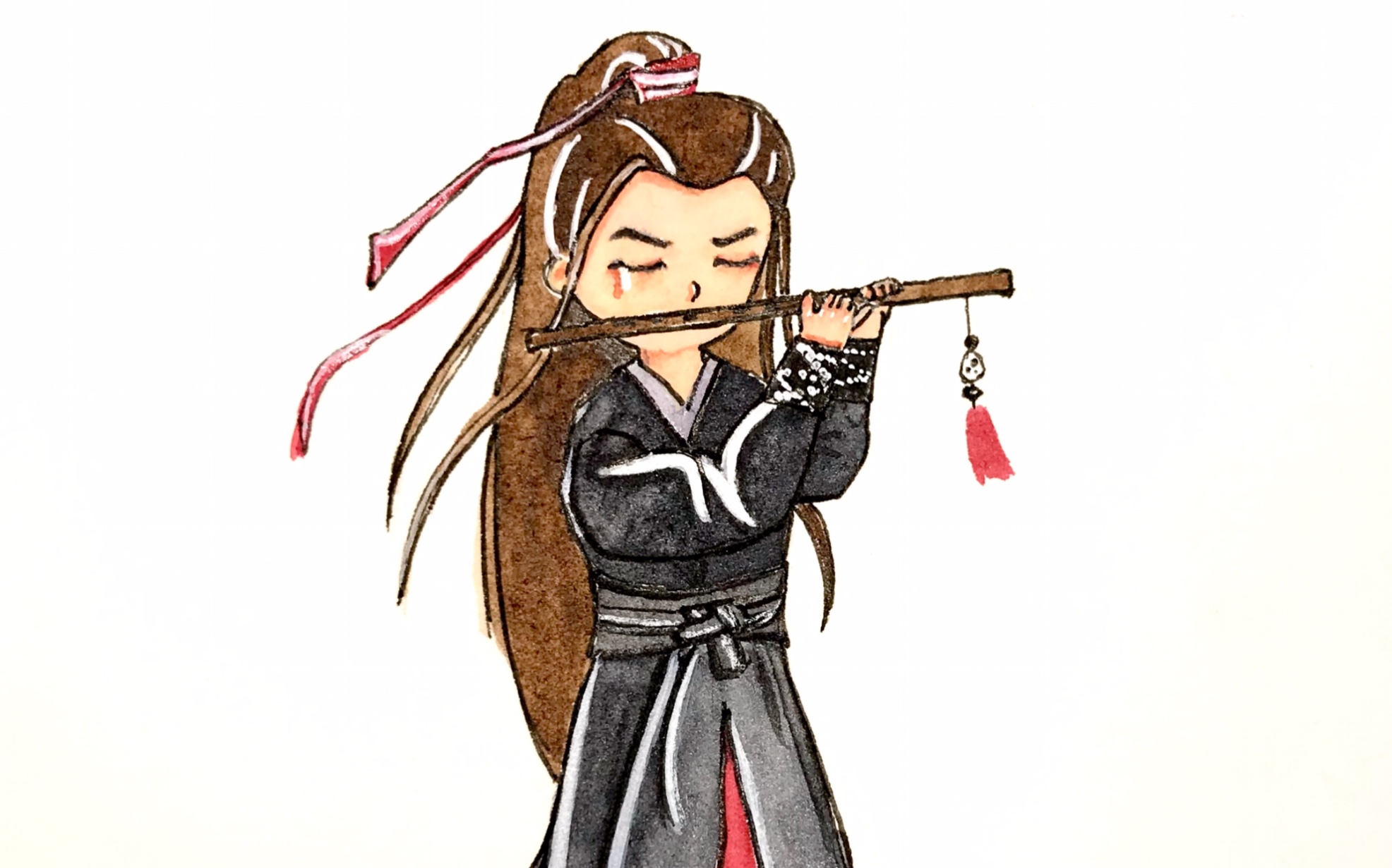 【水彩过程】陈情令手绘人物-魏无羡