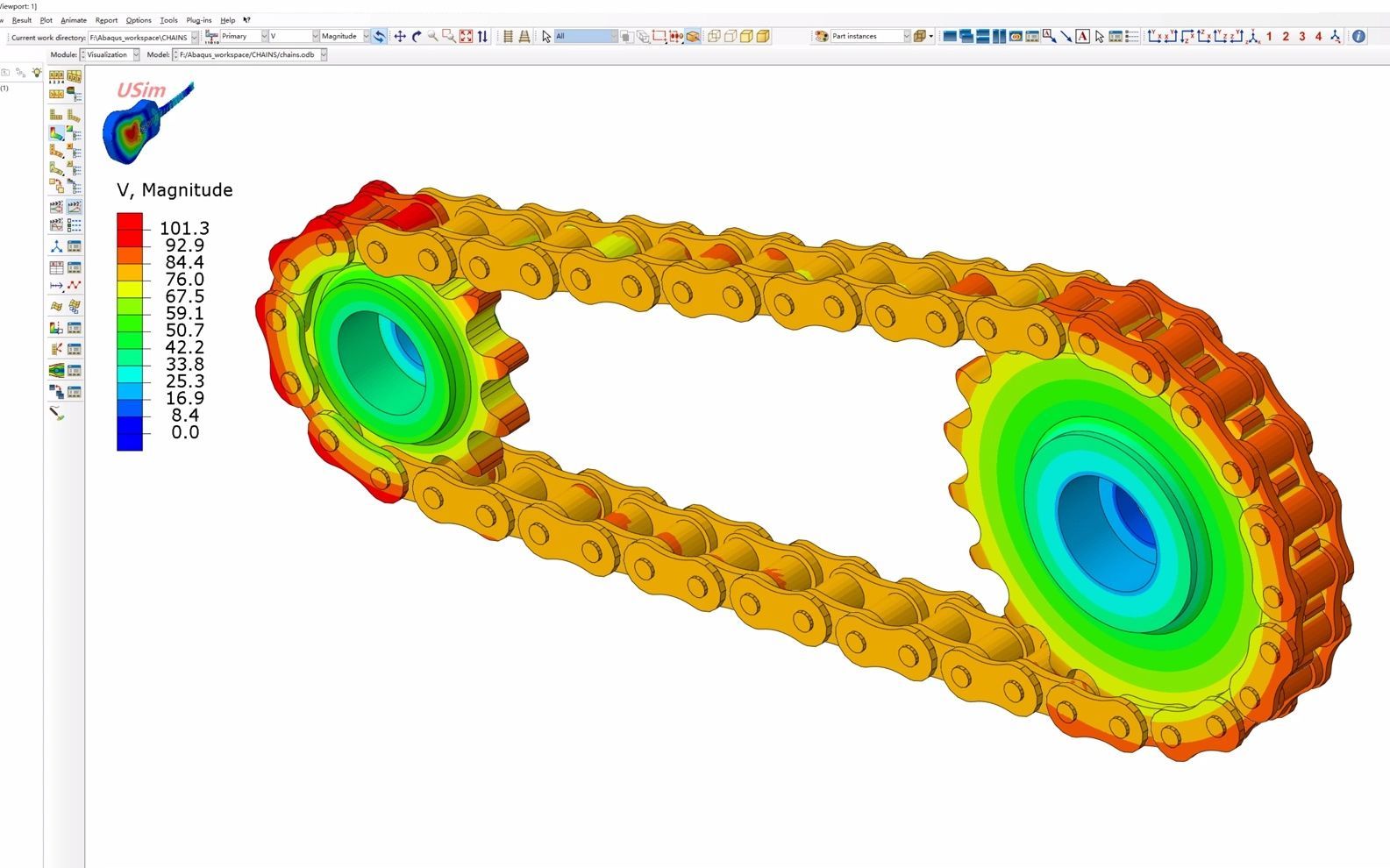 [图]Abaqus 链条传动 有限元分析