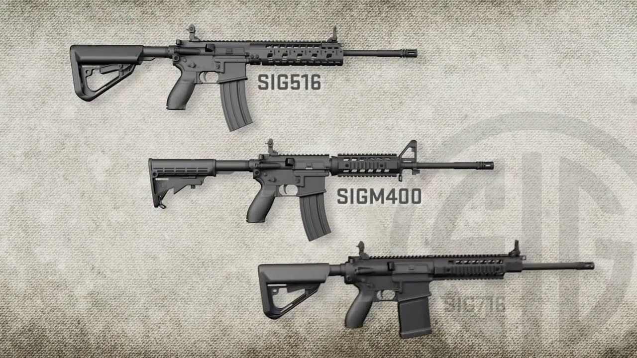 ar系列步槍來自sig-sauer: sigm400, sig516和sig716