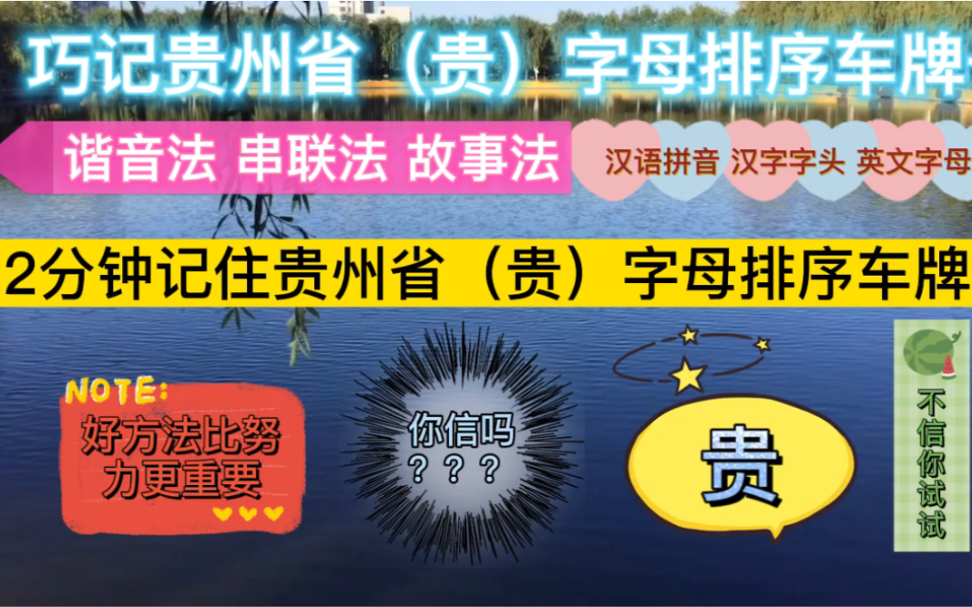 2分钟记住贵州省(贵)字母排序车牌号 你信吗?哔哩哔哩bilibili