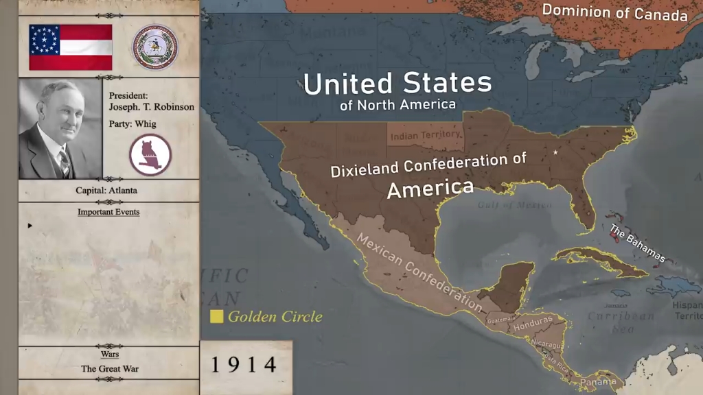 美利坚迪克西兰邦联架空历史地图|1860—1980