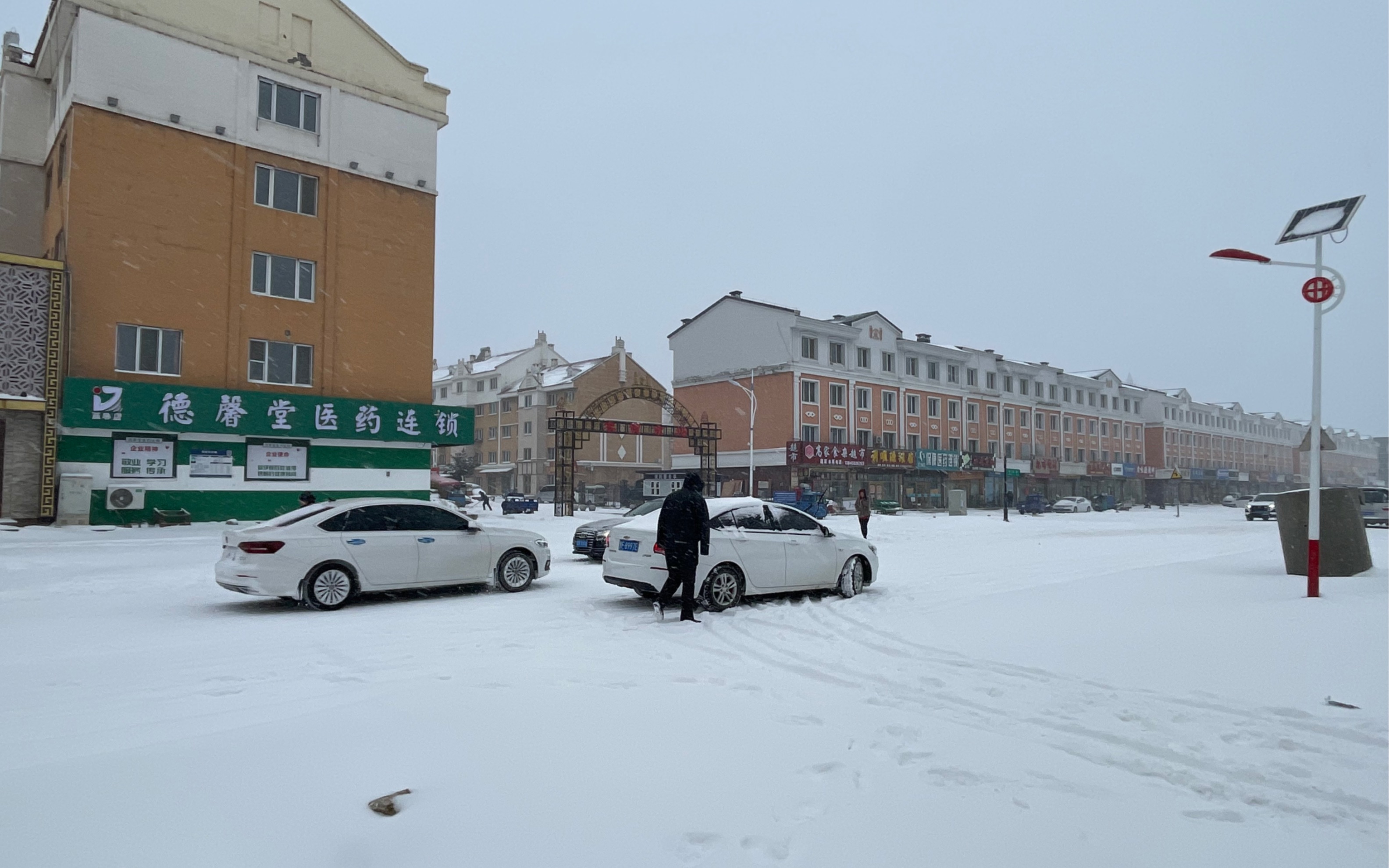 实拍鹅毛大雪突袭东北小镇,半小时惊心动魂,把山都下没了