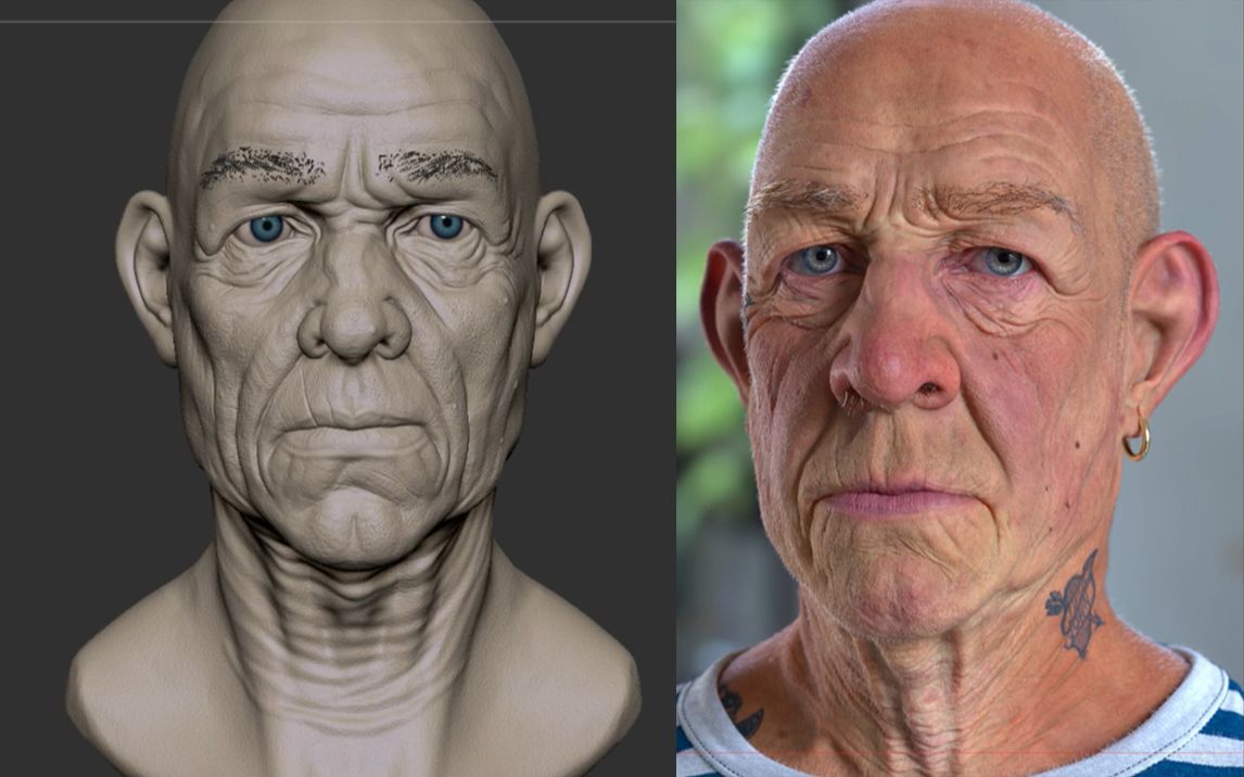 zbrush-老人头模雕刻教程.zbrush基础教程