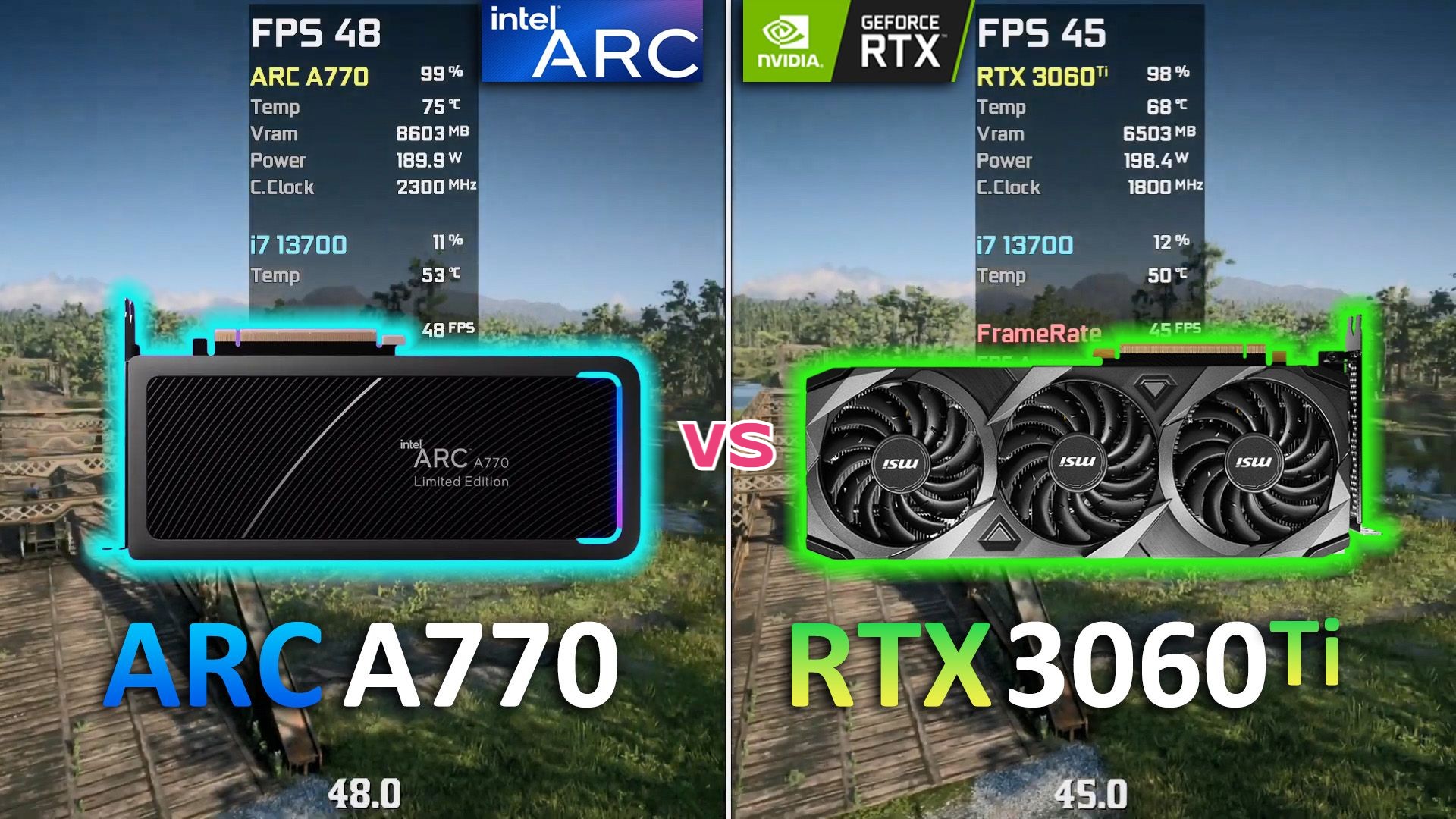 英特尔 arc a770 vs rtx 3060 ti (2k) - 显卡 ,6款游戏fps性能对比