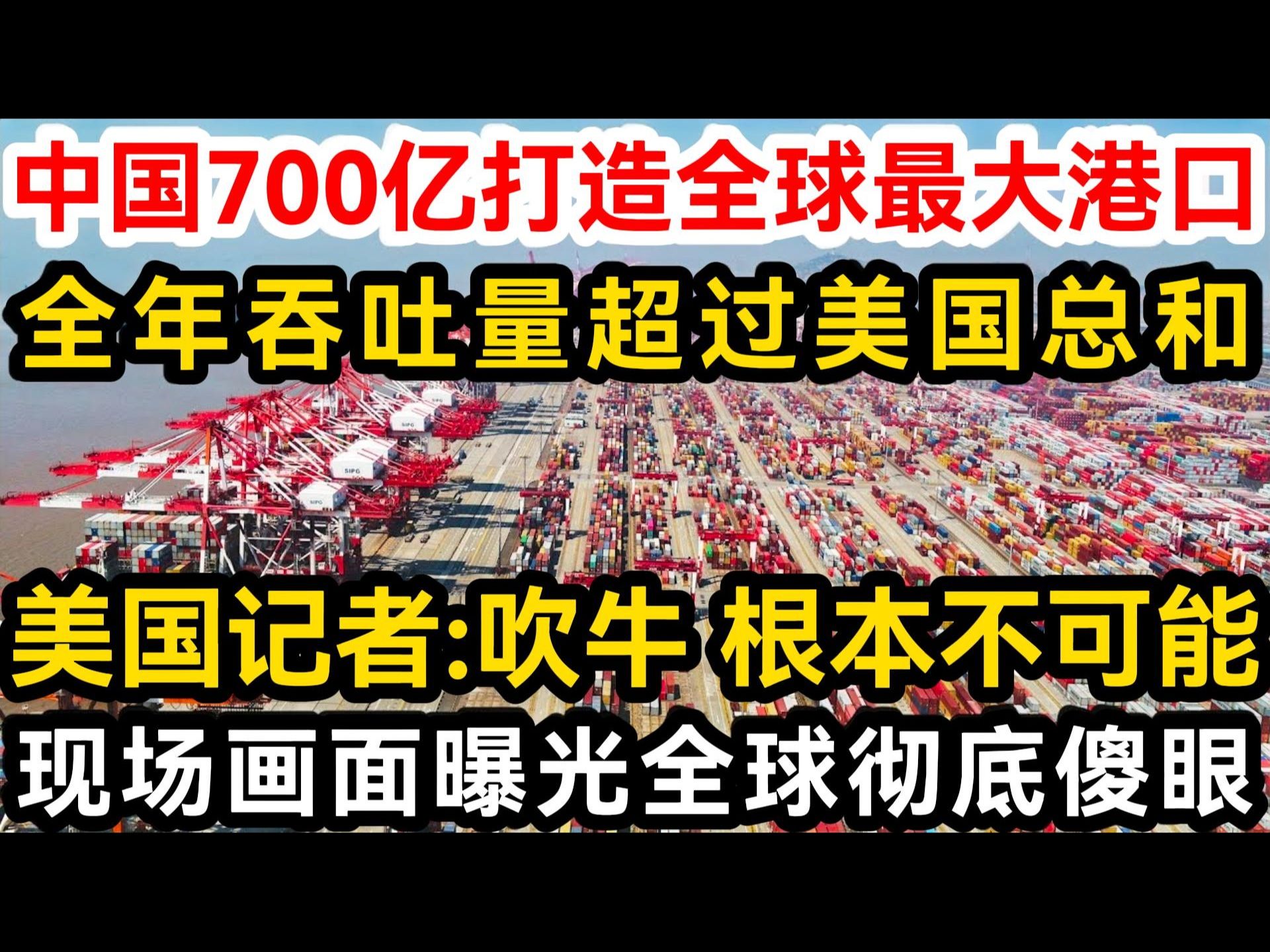 中国700亿打造全球最大港口,全年吞吐量超过美国总和,现场画面曝光全球彻底傻眼!哔哩哔哩bilibili