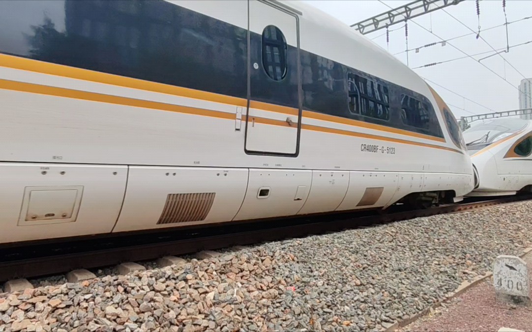 【京哈铁路灯泡线】复兴号动车组cr400bf-5123 5124重联通过百子湾