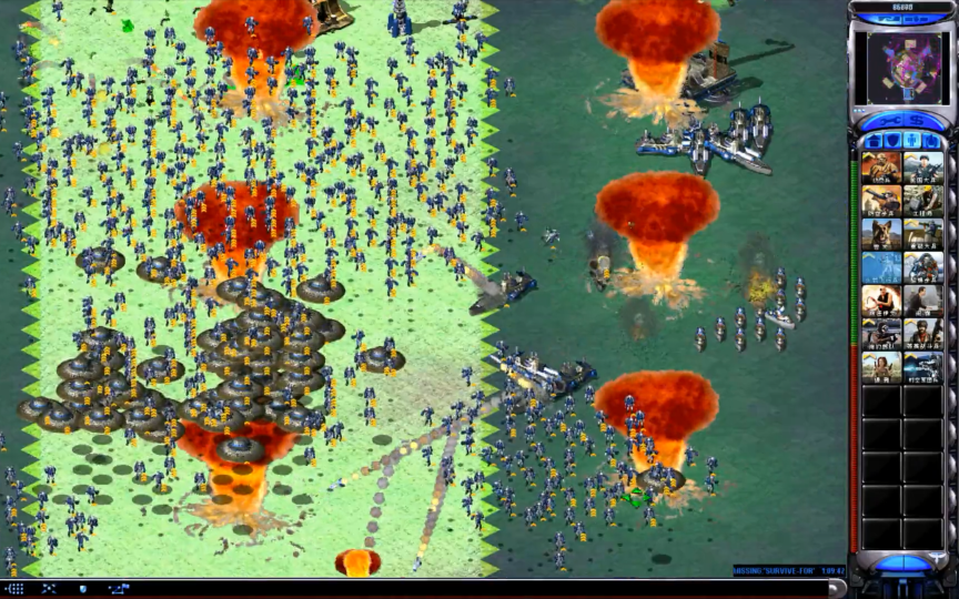 红色警戒2尤里复仇自制三人防守防御地图--单人挑战!最终还是失败了.