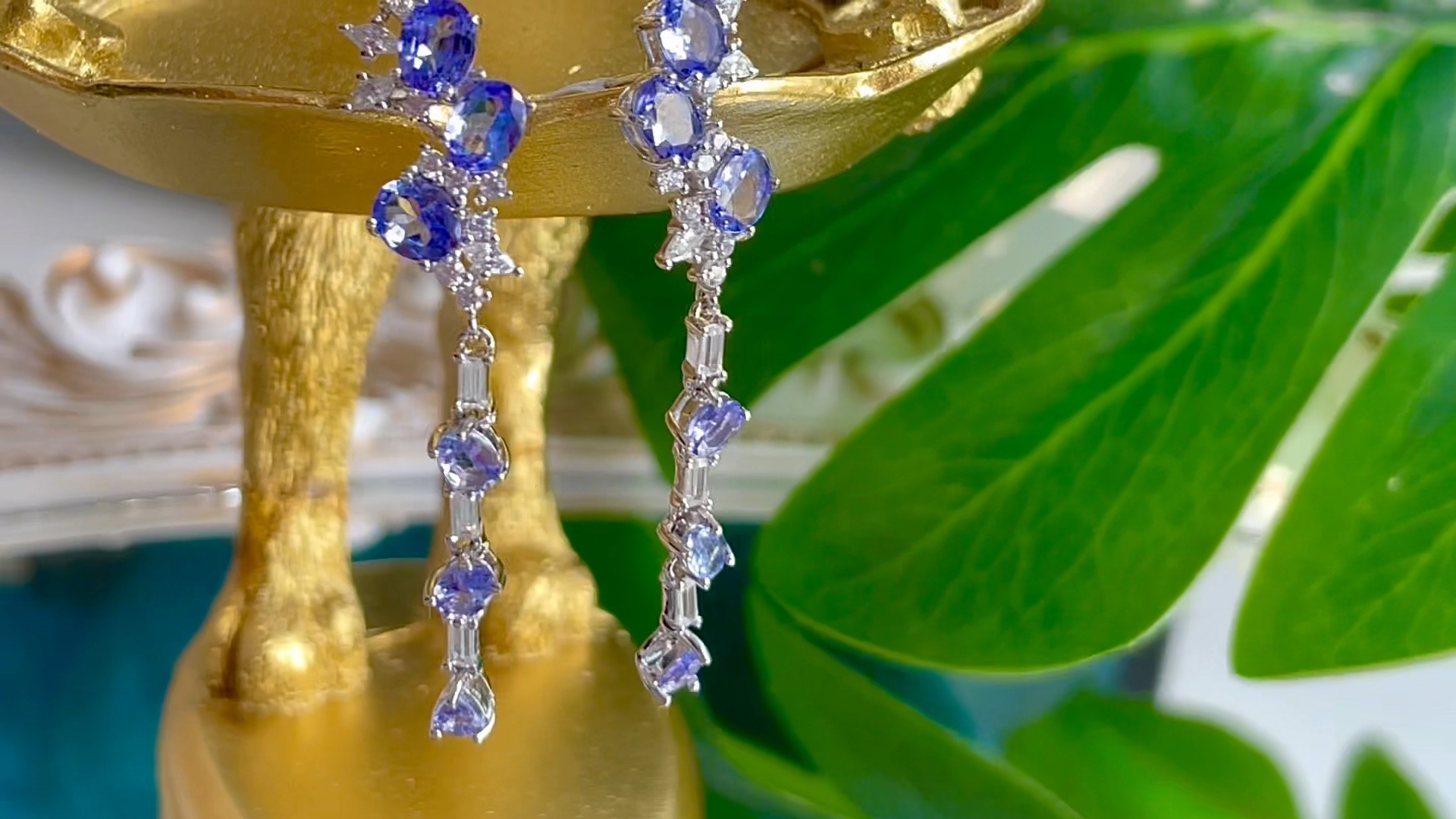 🧚‍♀️🫐🌿🌧🌊🌧-天然坦桑"雨落"流苏耳坠