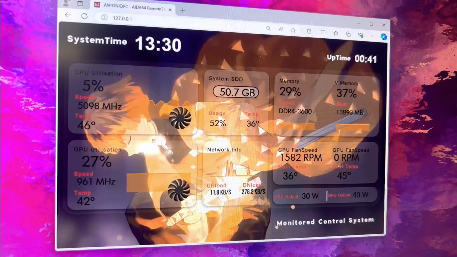 鬼灭之刃 aida64皮肤 主题 1280-800
