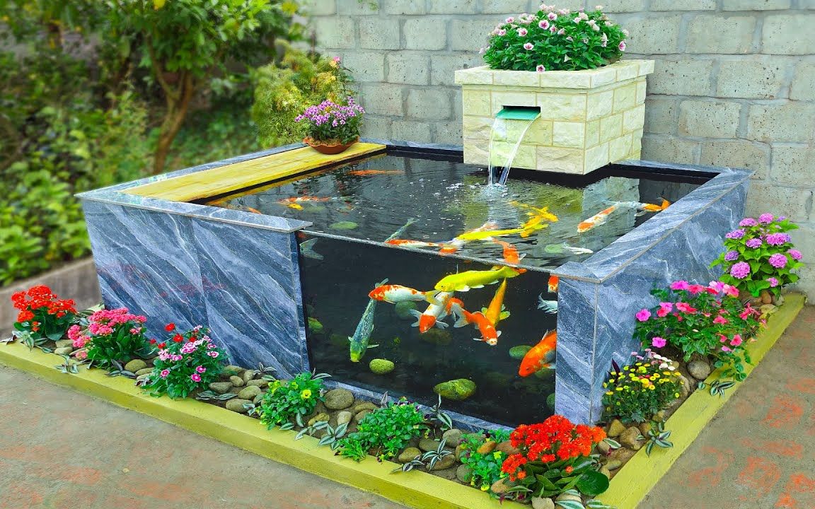 女朋友家的院子太空旷,我给它设计一款鱼池,等她回来笑开了花!