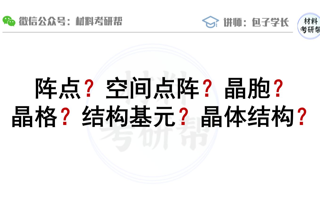 【材料考研】阵点?空间点阵?晶胞?晶格?结构基元?晶体结构?都有什么区别?丨材料科学基础哔哩哔哩bilibili