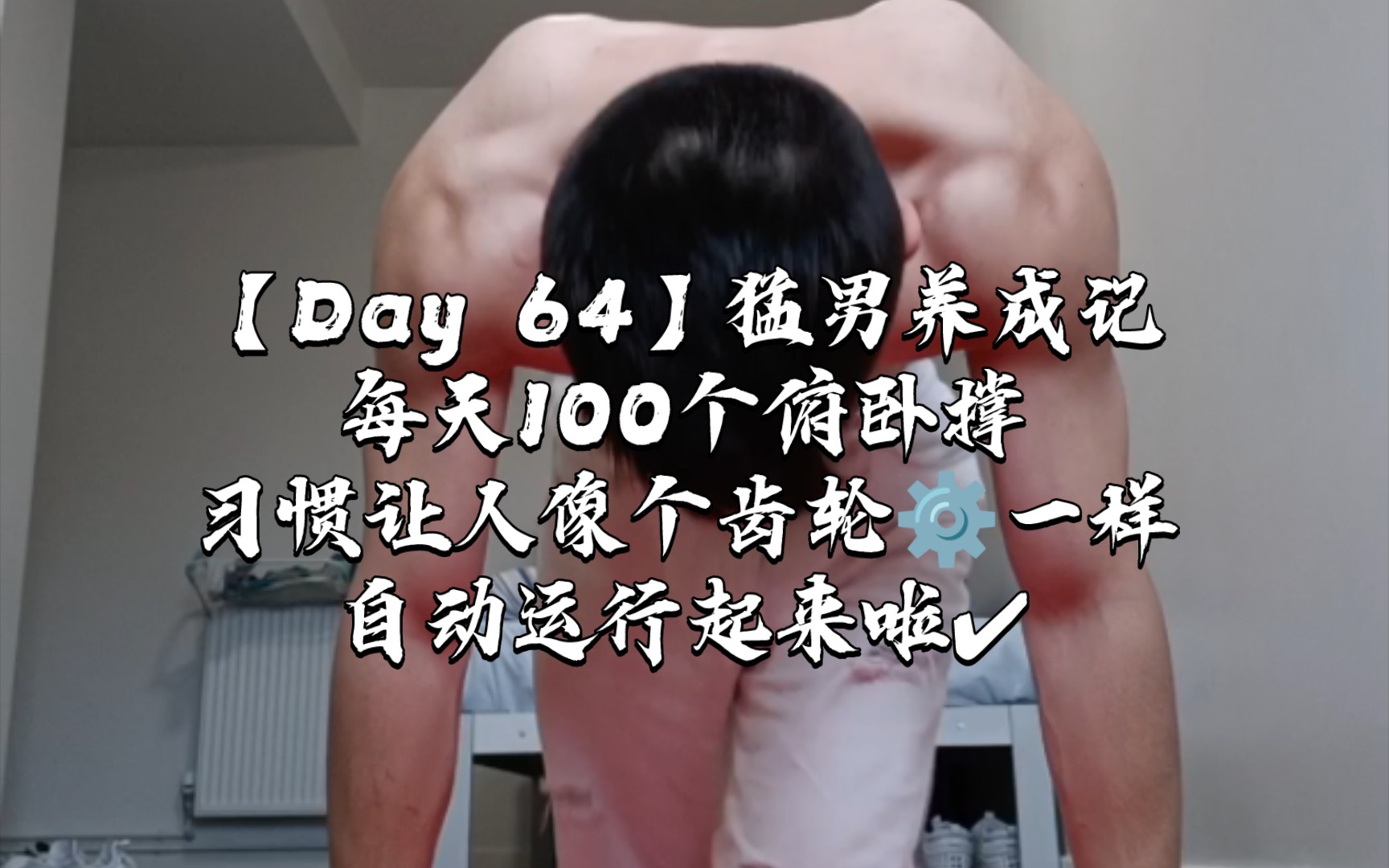 [图]【Day 64】猛男养成记，每天100个俯卧撑，习惯让人像个齿轮⚙️一样自动运行起来啦✔