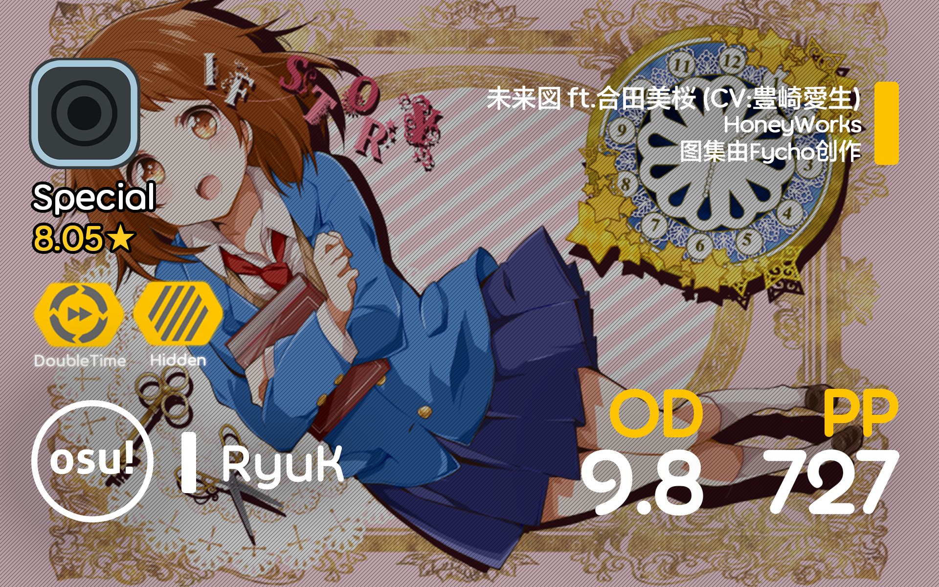 RyuK丨727pp 99.80%FC #1丨HoneyWorks  未来図 ft.合田美桜 (CV:豊崎爱生) [Special] +HDDT哔哩哔哩bilibili