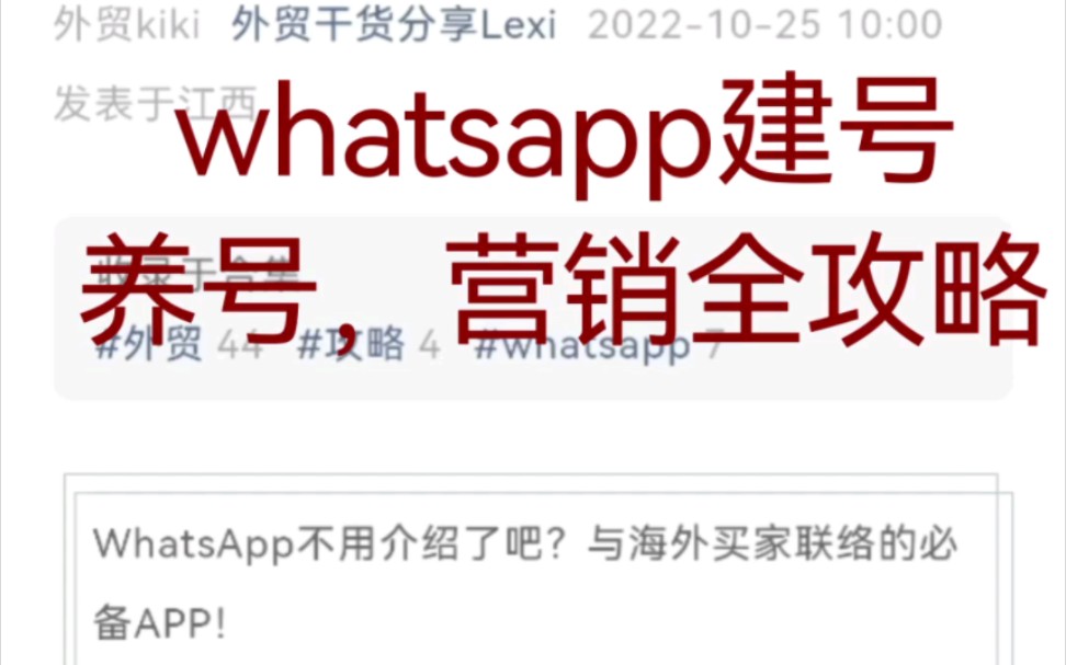 whatsapp建号,养号,营销全攻略!哔哩哔哩bilibili