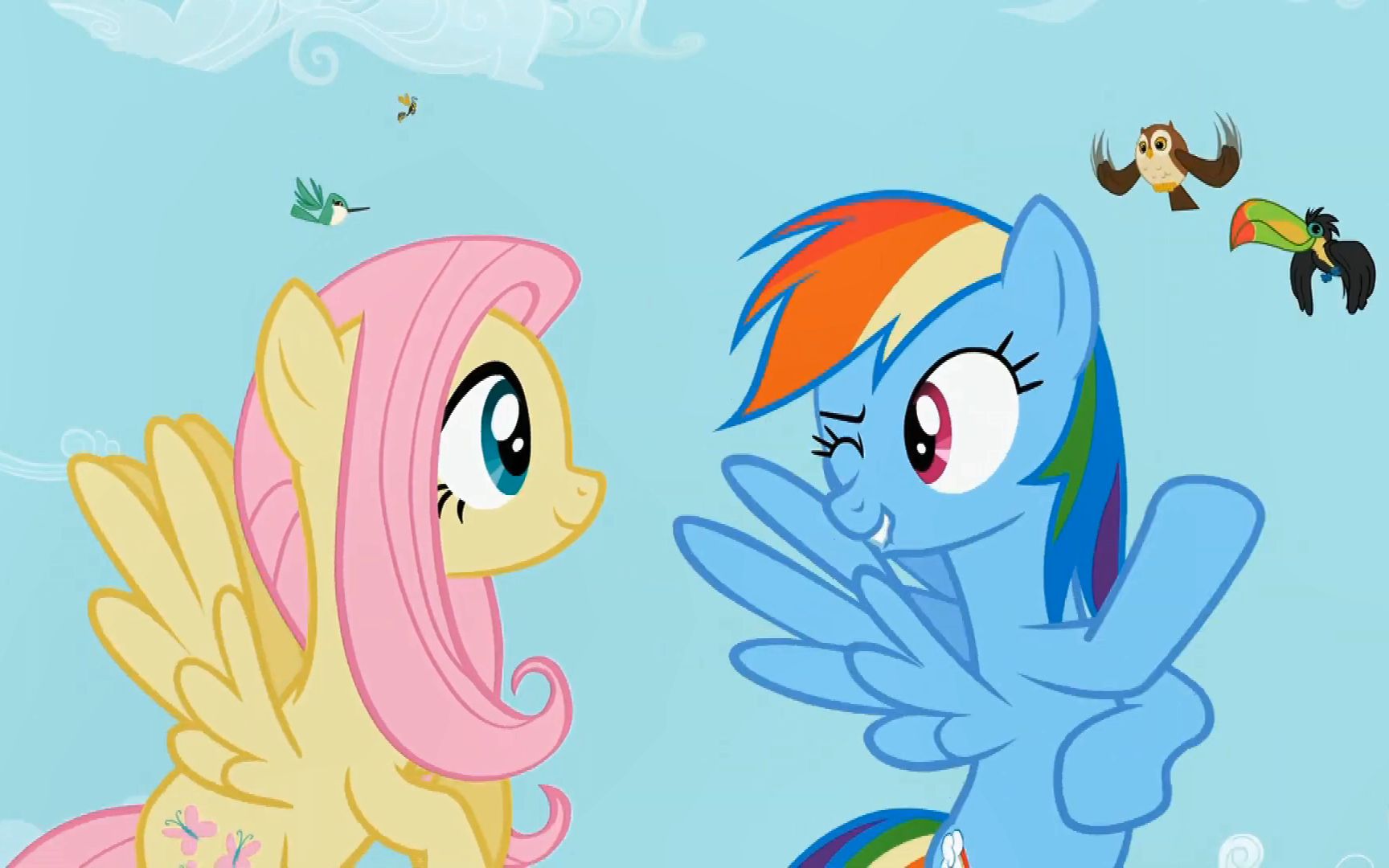 [图]Fluttershy × Rainbow Dash - Honey And The Bee (PMV)