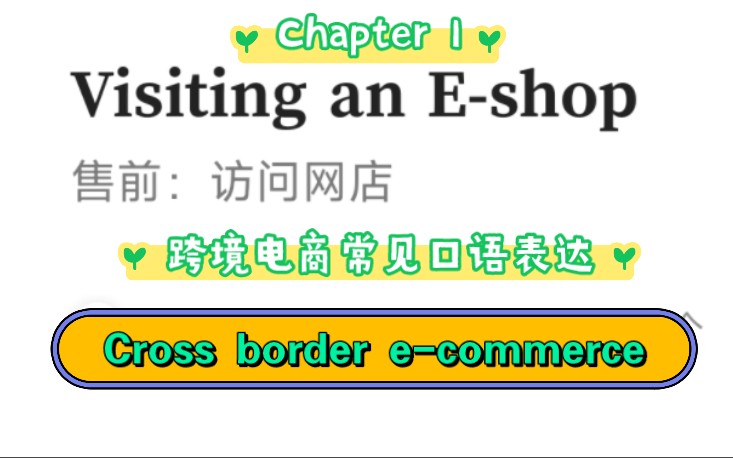 一起来学跨境电商的常见英语表达吧!书籍:Cross border ecommerce第一节:Visiting an eshop. 售前:访问网店哔哩哔哩bilibili