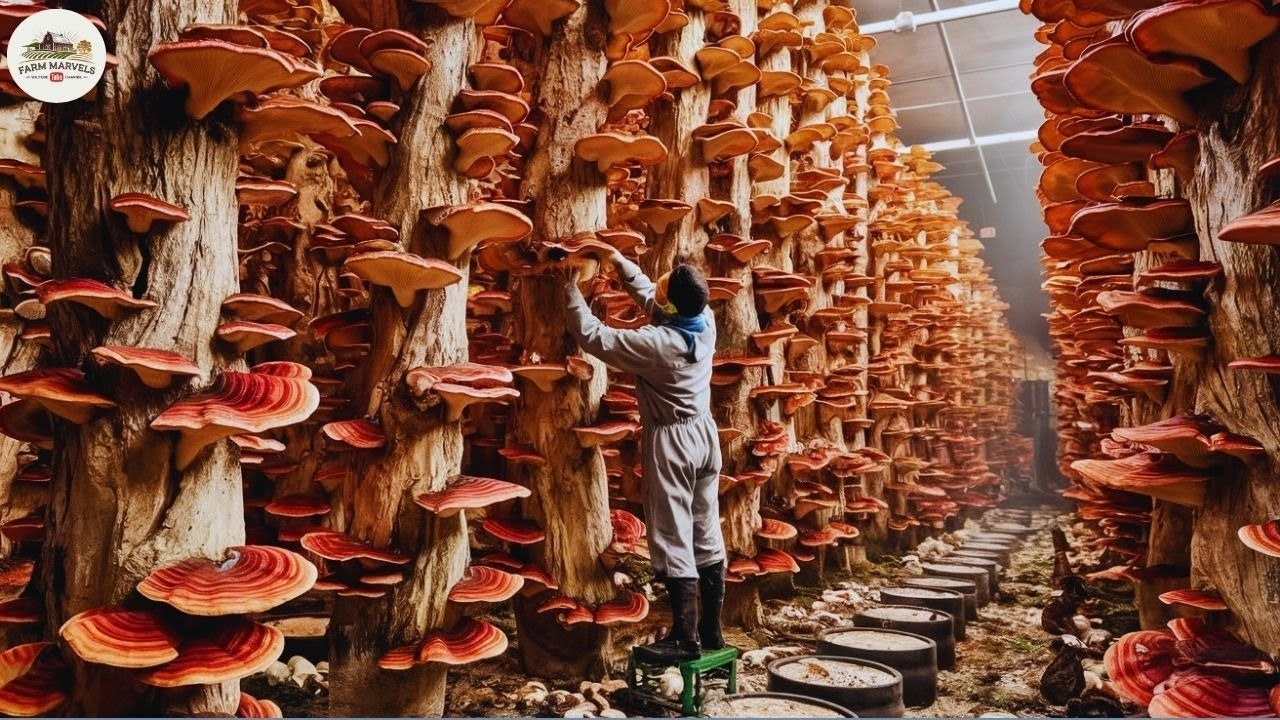 灵芝种植农场,探索日本如何每年收获和加工数百万吨红灵芝
