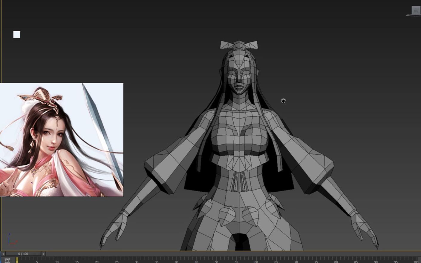 【3d建模】手绘低模基础人物教程    3dmax游戏角色入门教学