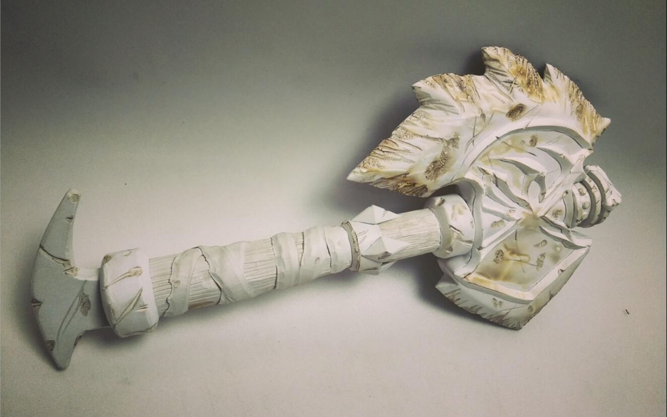 风之伊手工制作魔兽世界杜隆坦斧头图纸的绘制模型的分解