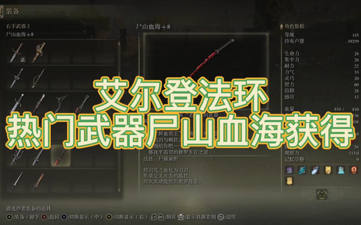 活动作品艾尔登法环热门武器尸山血海获得