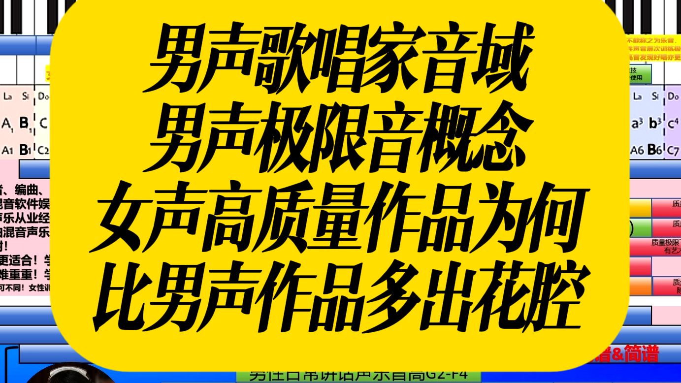人声音域,音色,泛音一图流全解析⑩男声歌唱家音域男声极限音概念女声