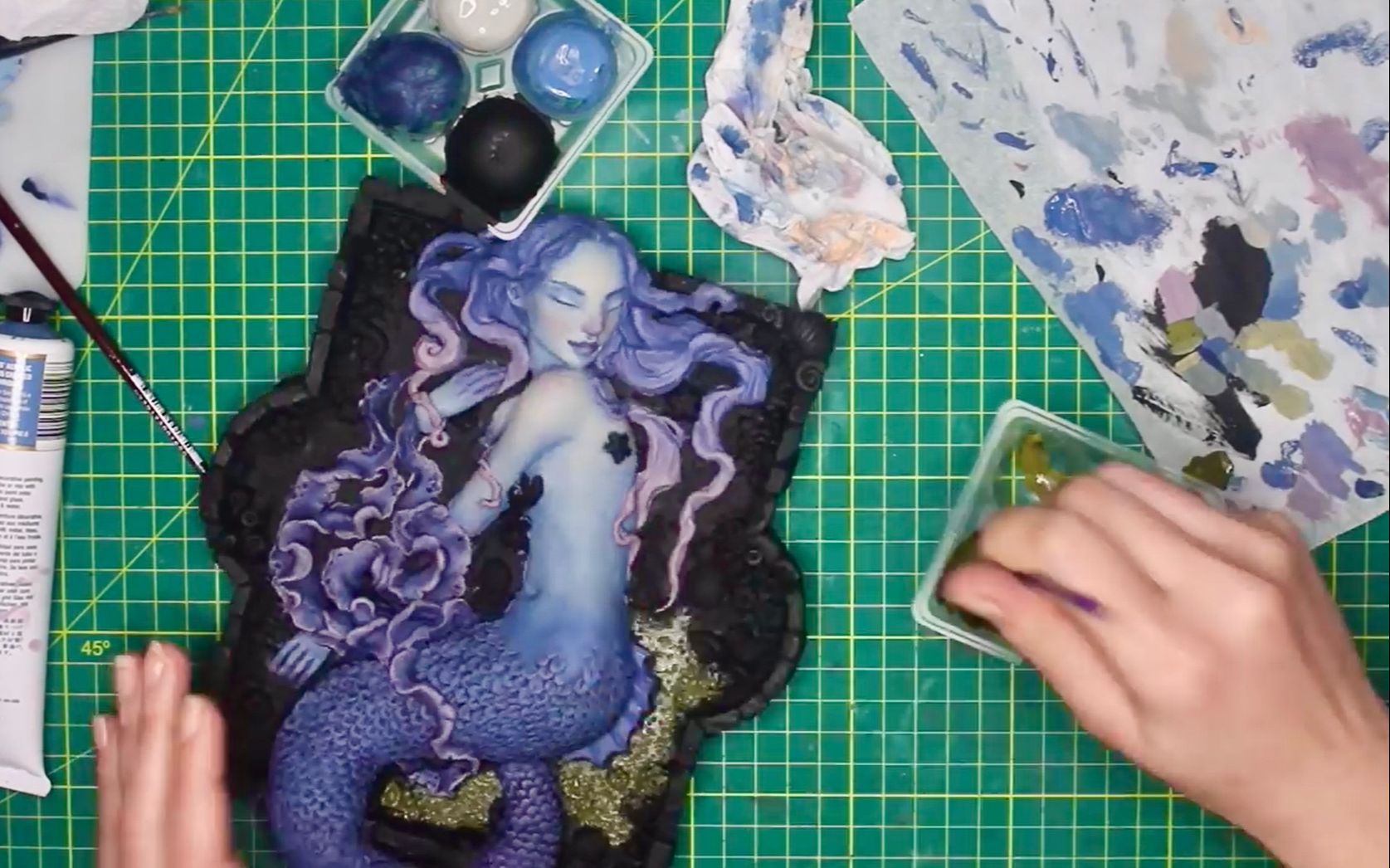 手工diy黏土滴胶美人鱼摆件制作