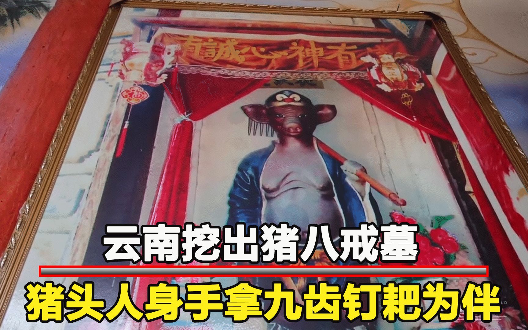 云南出土猪八戒墓,墓中猪头人身手拿九齿钉耙,专家鉴定身份真实