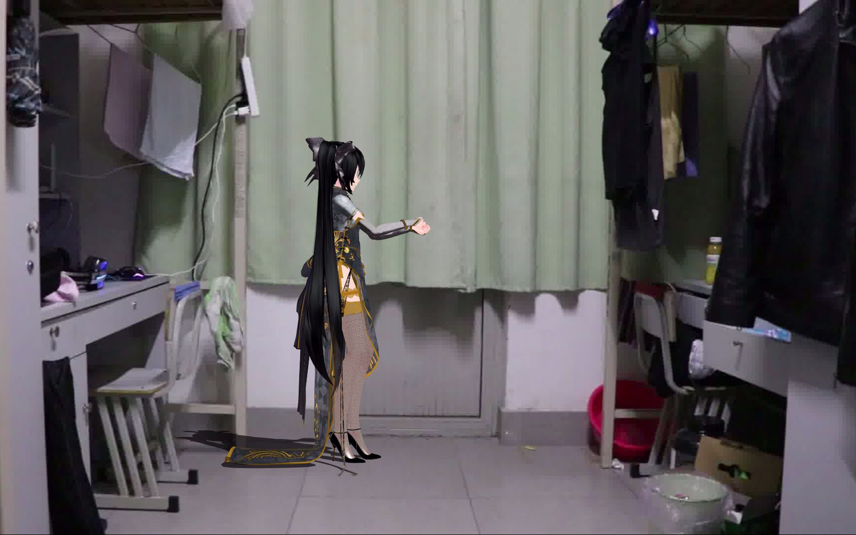 [MMD初投稿 突破次元壁系列]初音惊现宿舍 跳起了极乐净土哔哩哔哩bilibili