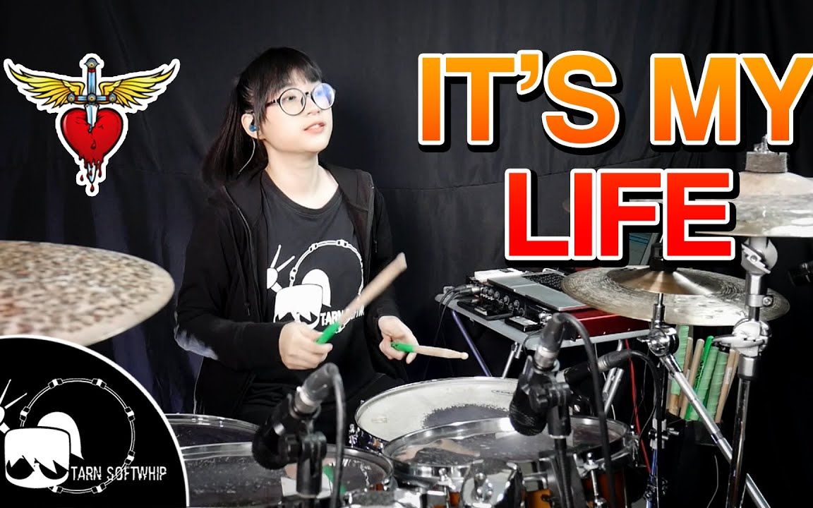 [图]Bon Jovi (邦乔维）- It's My Life 像鞭子一样炸裂敲击架子鼓 Cover BY 泰国美女鼓手( Tarn Softwhip )