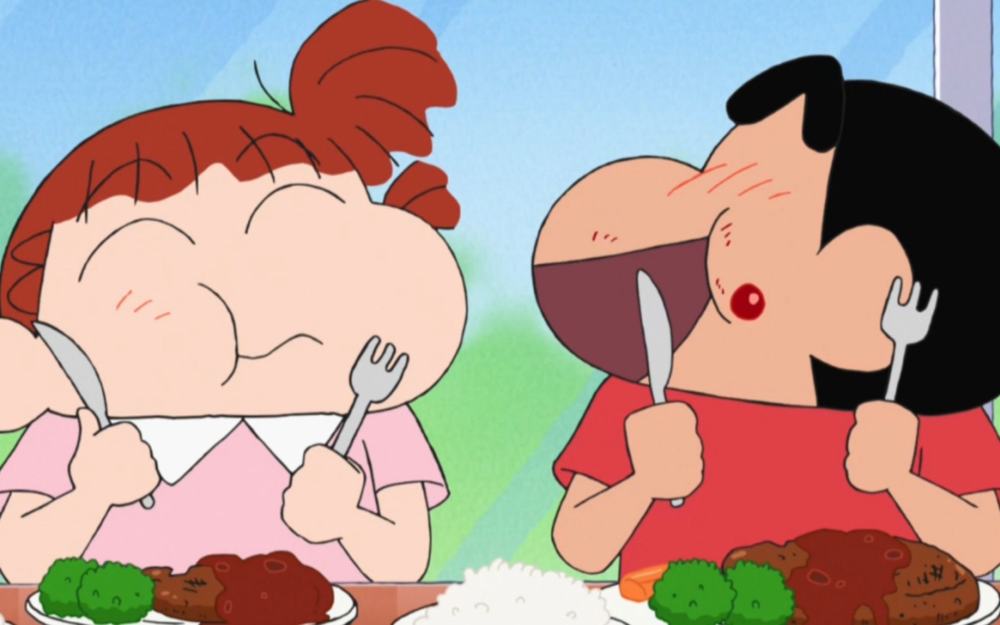 蜡笔小新:妮妮妈妈做饭第一次被夸奖,小新已经爱吃到停不下来